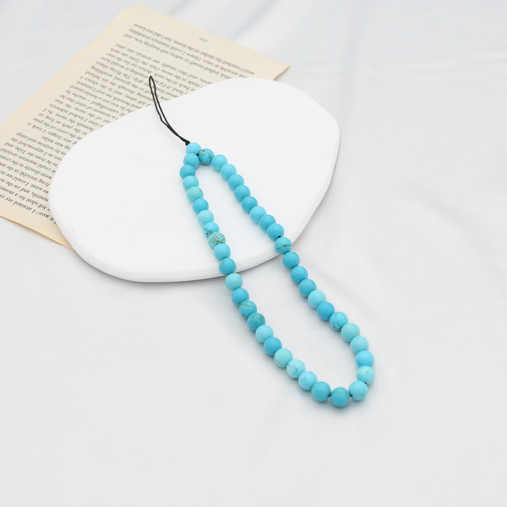 Phone Accessories Men - 8MM Blue Turquoise Beaded Mobile Phone