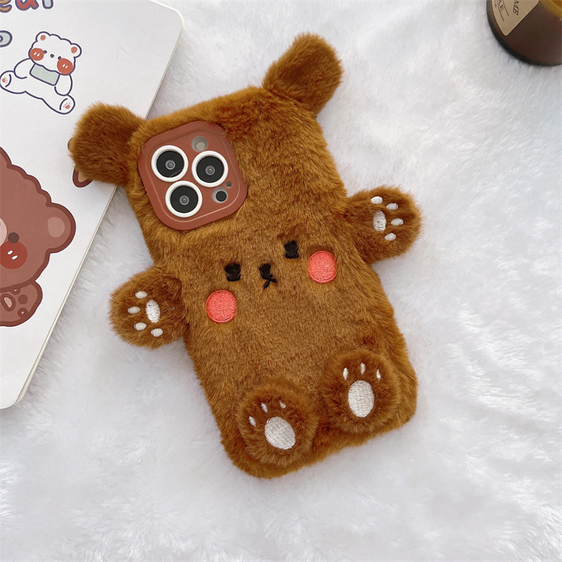 Korean 3D Cartoon Bear Fluffy  - đánh giá và giá Apple Iphone 15