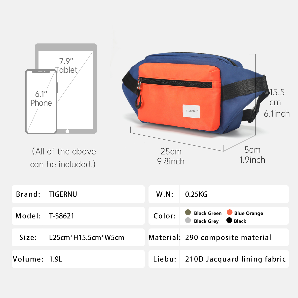 Tigernu  Chest Bag For Men 7.9 - đánh giá và giá Phone Accessories Men