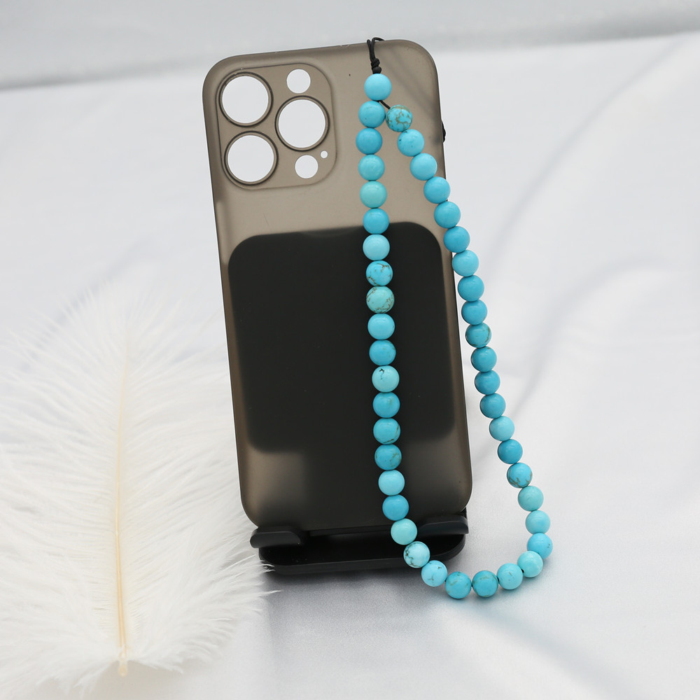 8MM Blue Turquoise Beaded Mobi - đánh giá và giá Phone Accessories Men